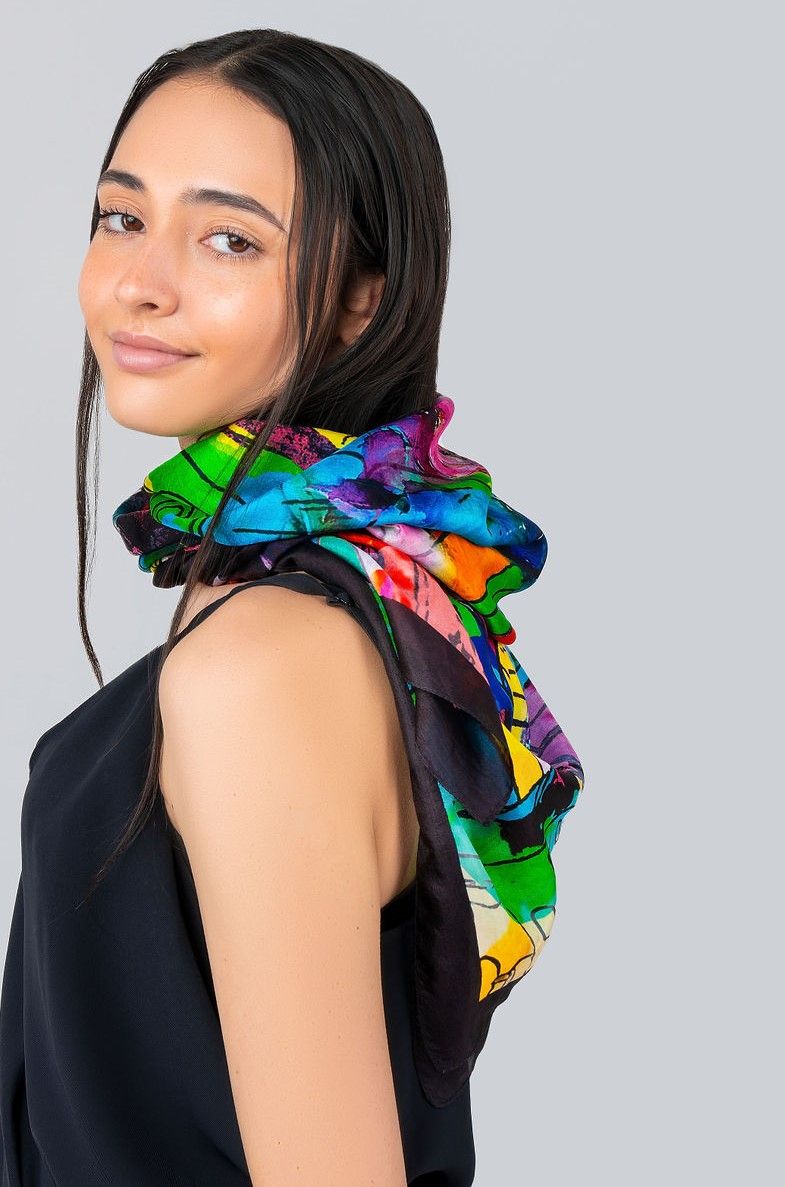 Odessa Abstract Landmarks Print Silk Square 100