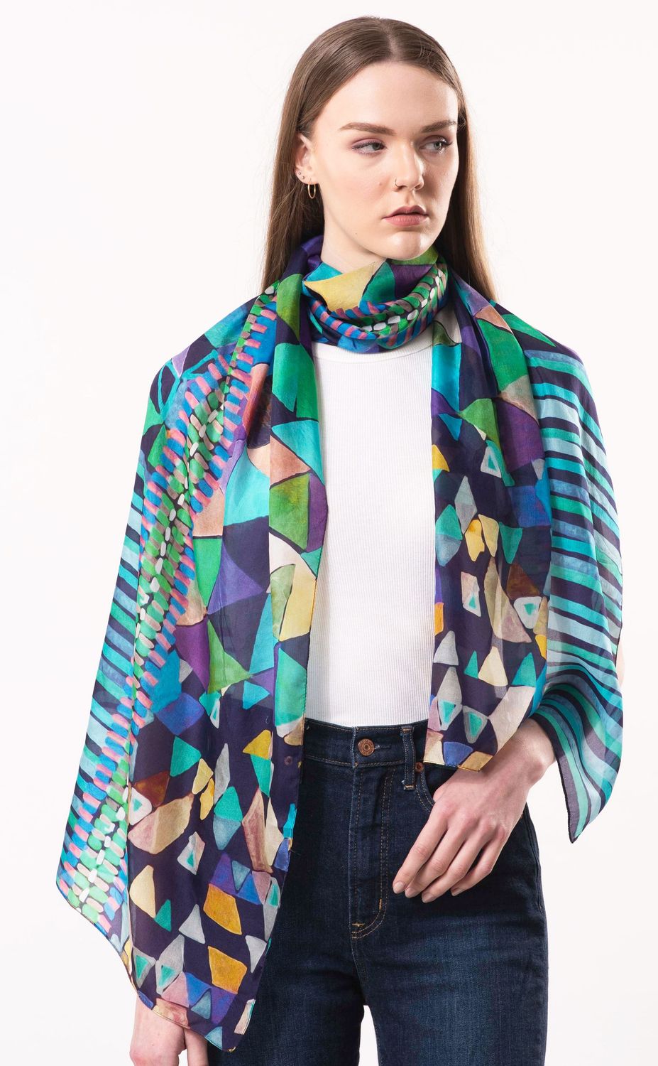 Tessera Kaleidoscope Design Pure Silk Scarf