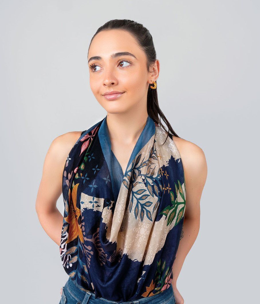 Talia Floral Silk Square 100