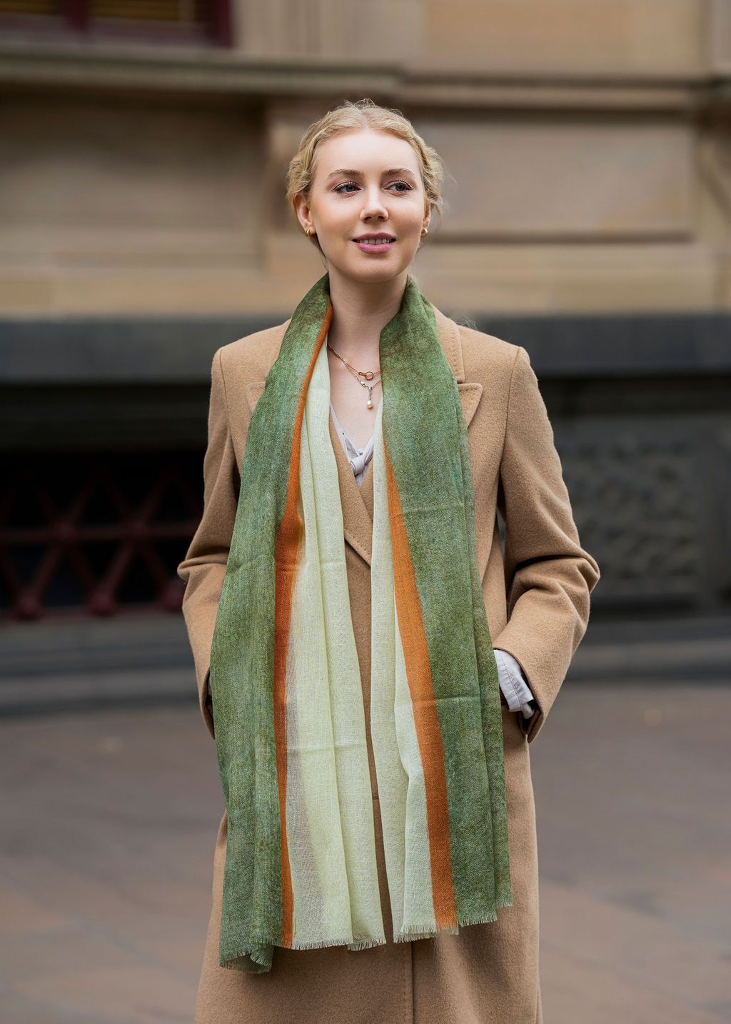 Blake Minimalist Painterly Merino Wool Scarf