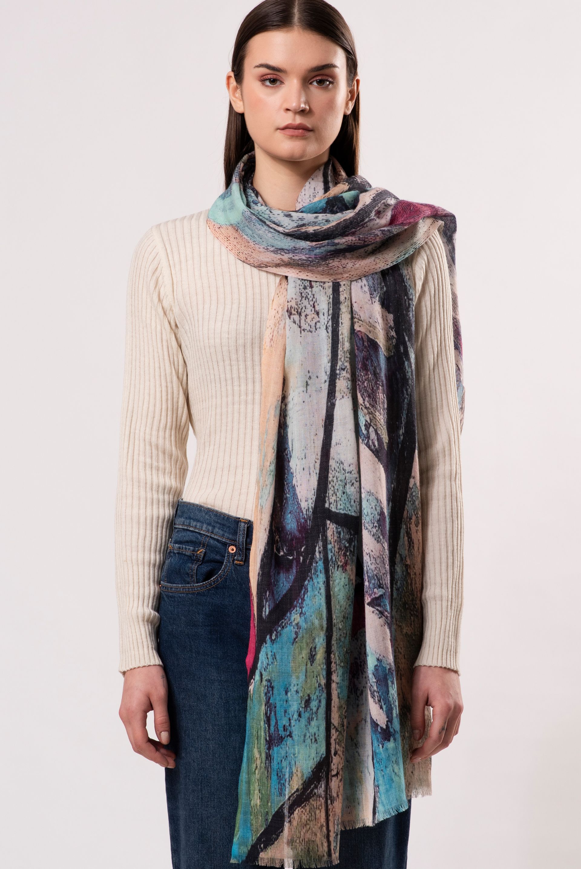 Daydream Abstract Art Pure Wool Scarf