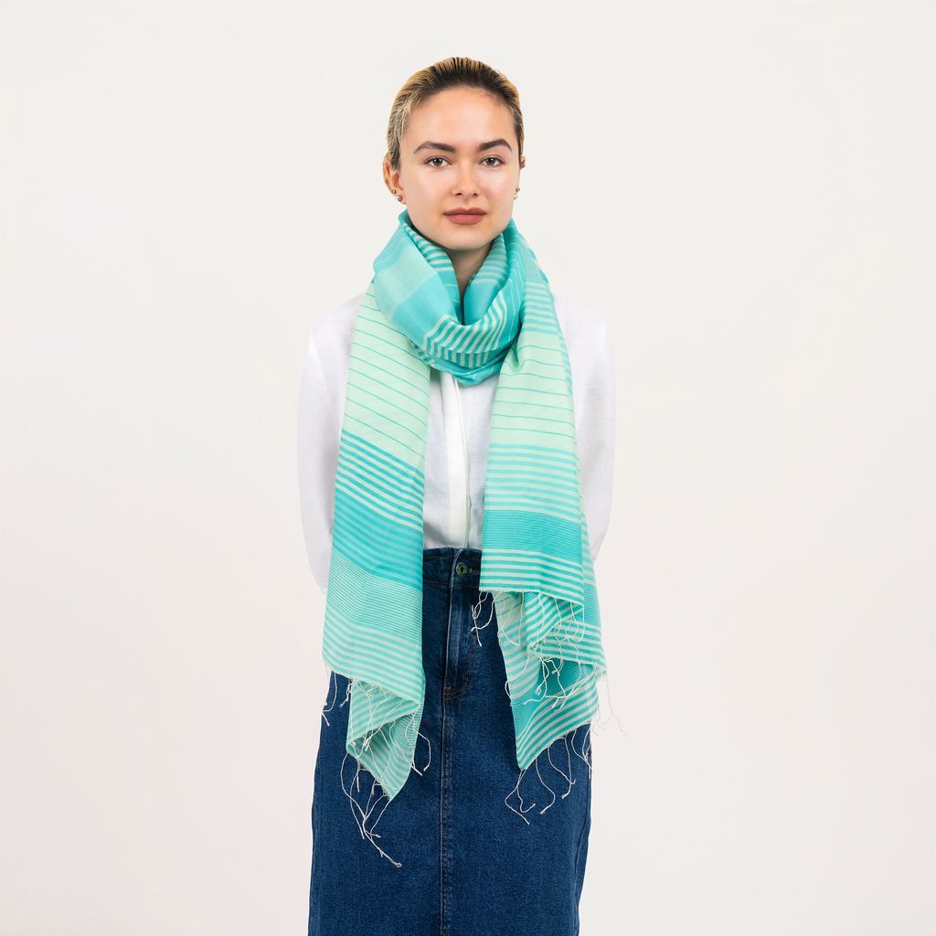 Caspia Stripe Silk Cotton Handloom Scarf