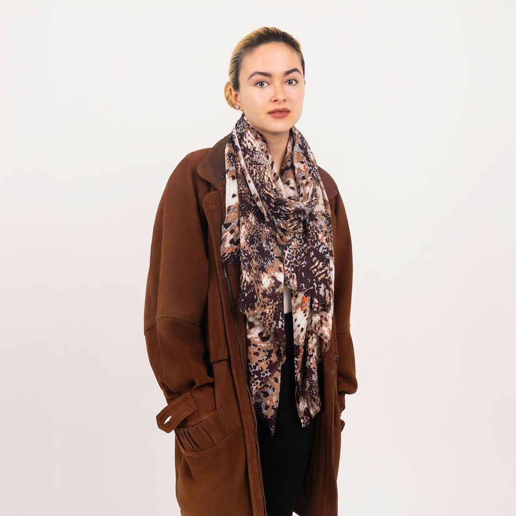 Ash Hand printed Modal Cashmere Abstract Pattern Scarf