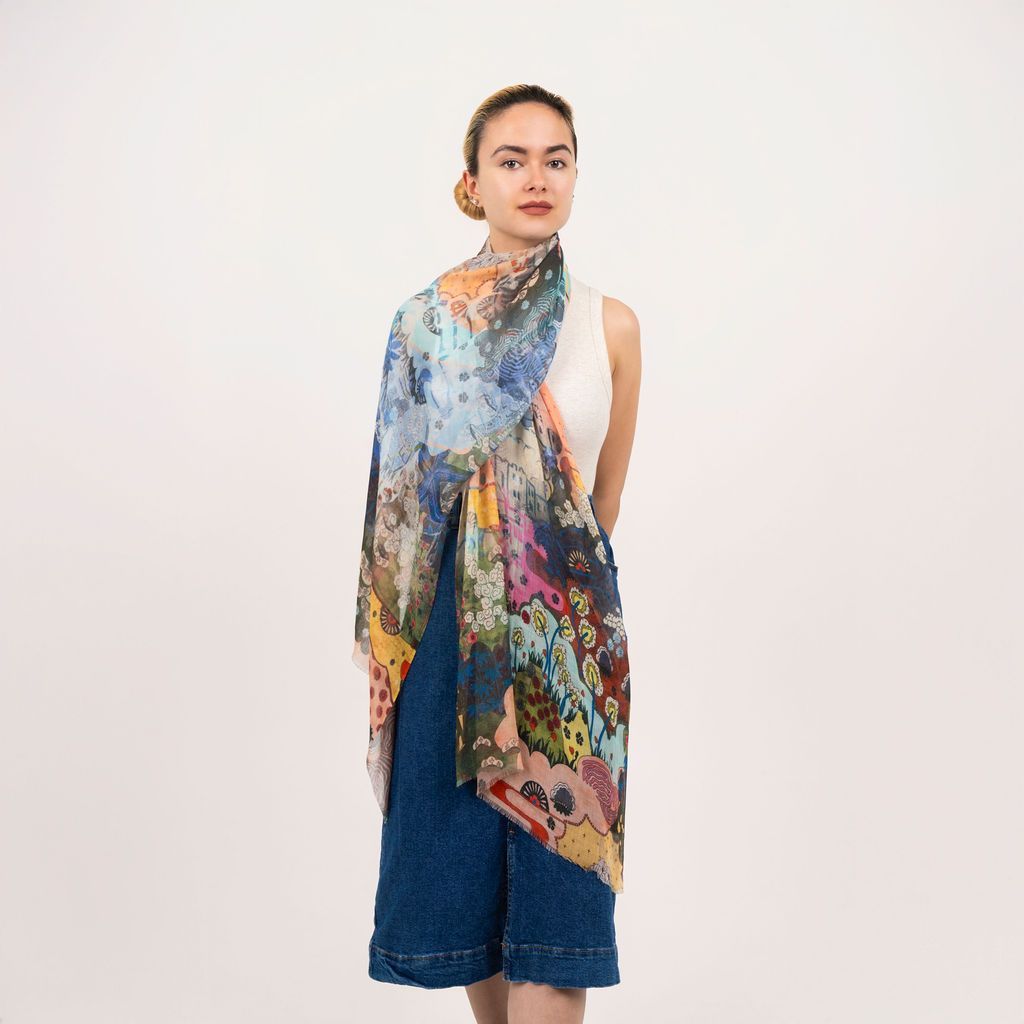 Reef Multi Colour Modal Silk Scarf