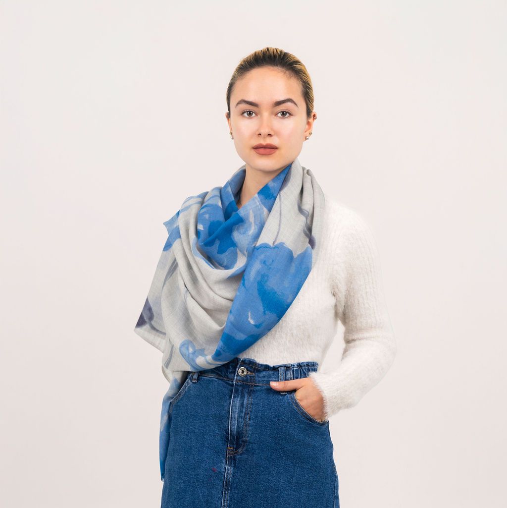 Poppy Hand printed Modal Cashmere Floral Design Scarf