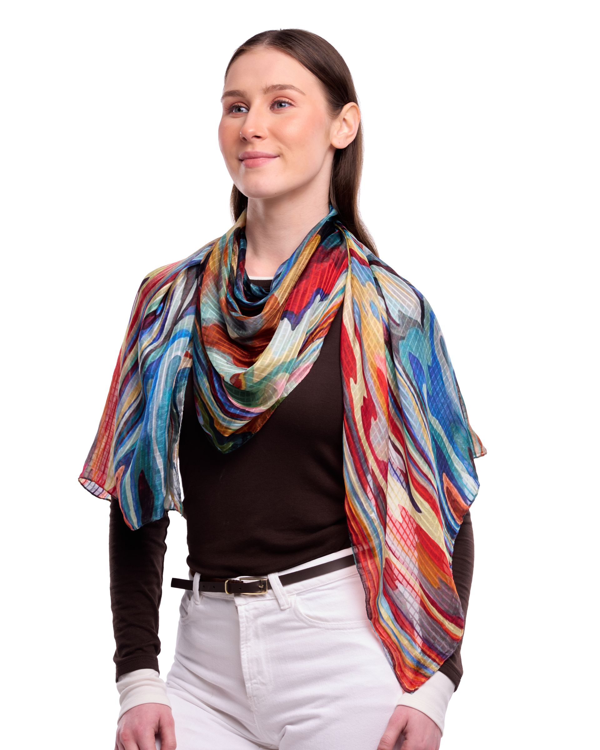 Marble Multi Coloured Pure Silk Scarf