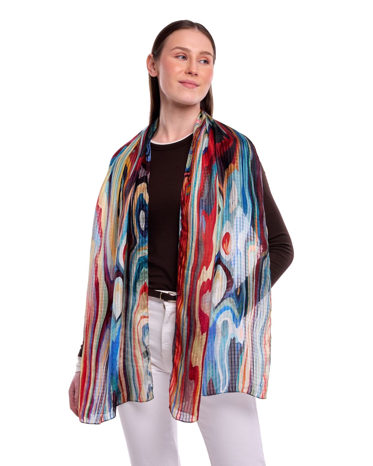 Marble Multi Coloured Pure Silk Scarf