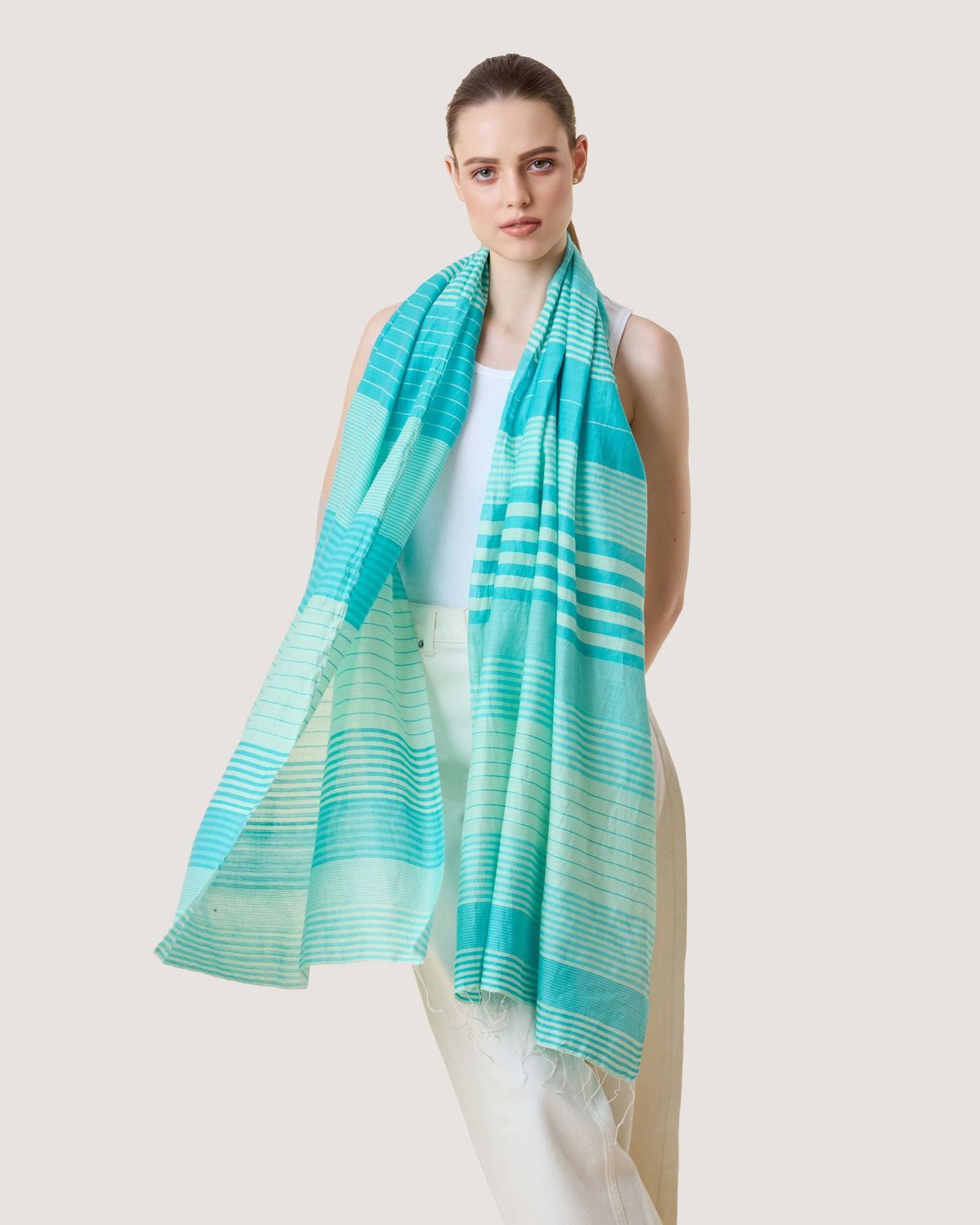 Caspia Stripe Silk Cotton Handloom Scarf