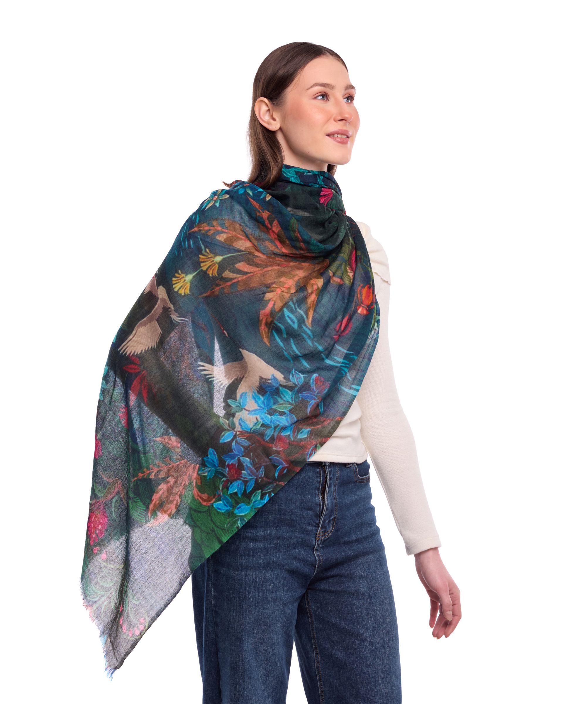 Eden Lush Garden Wool Silk Scarf