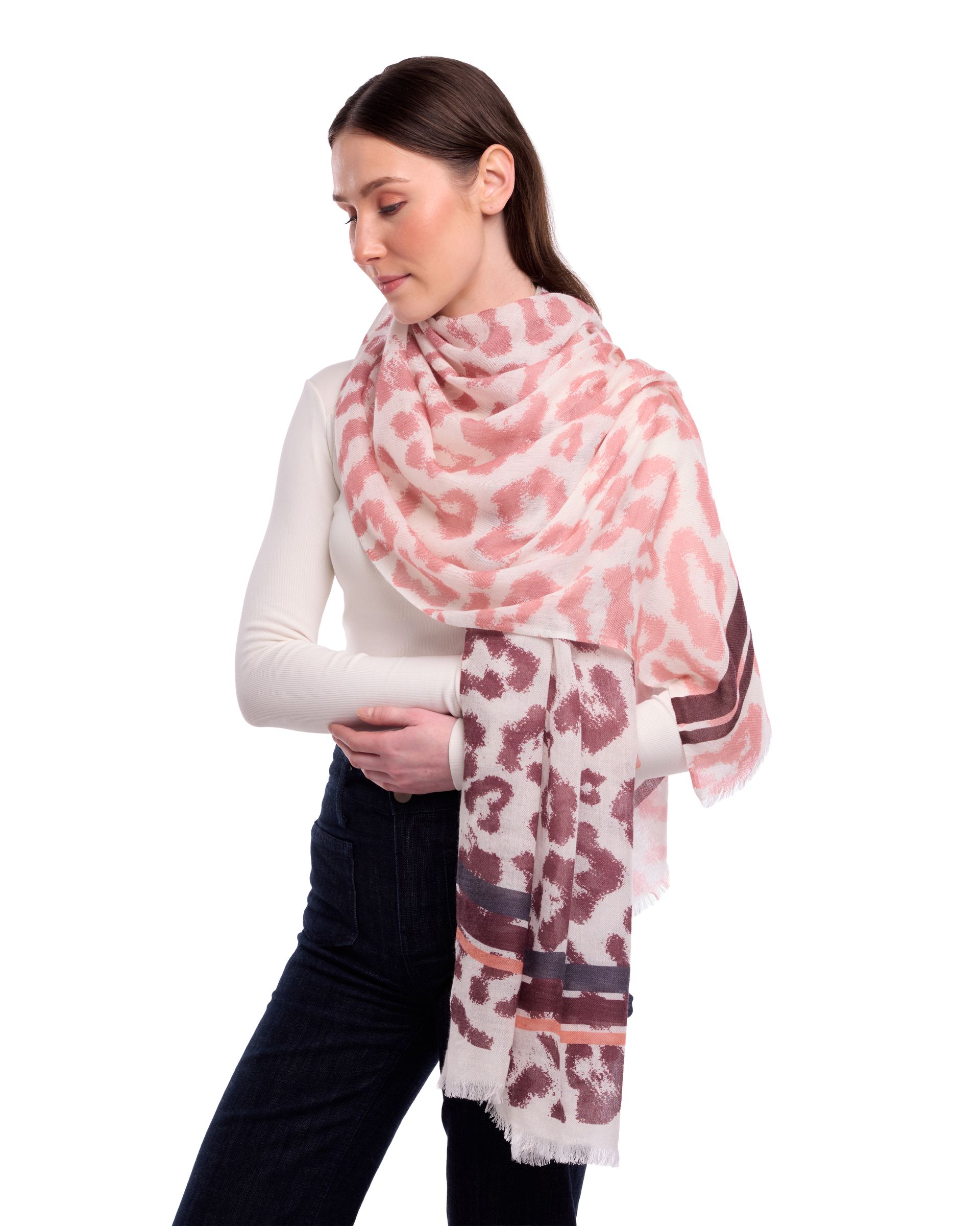Alina Animal Print Wool Modal Scarf