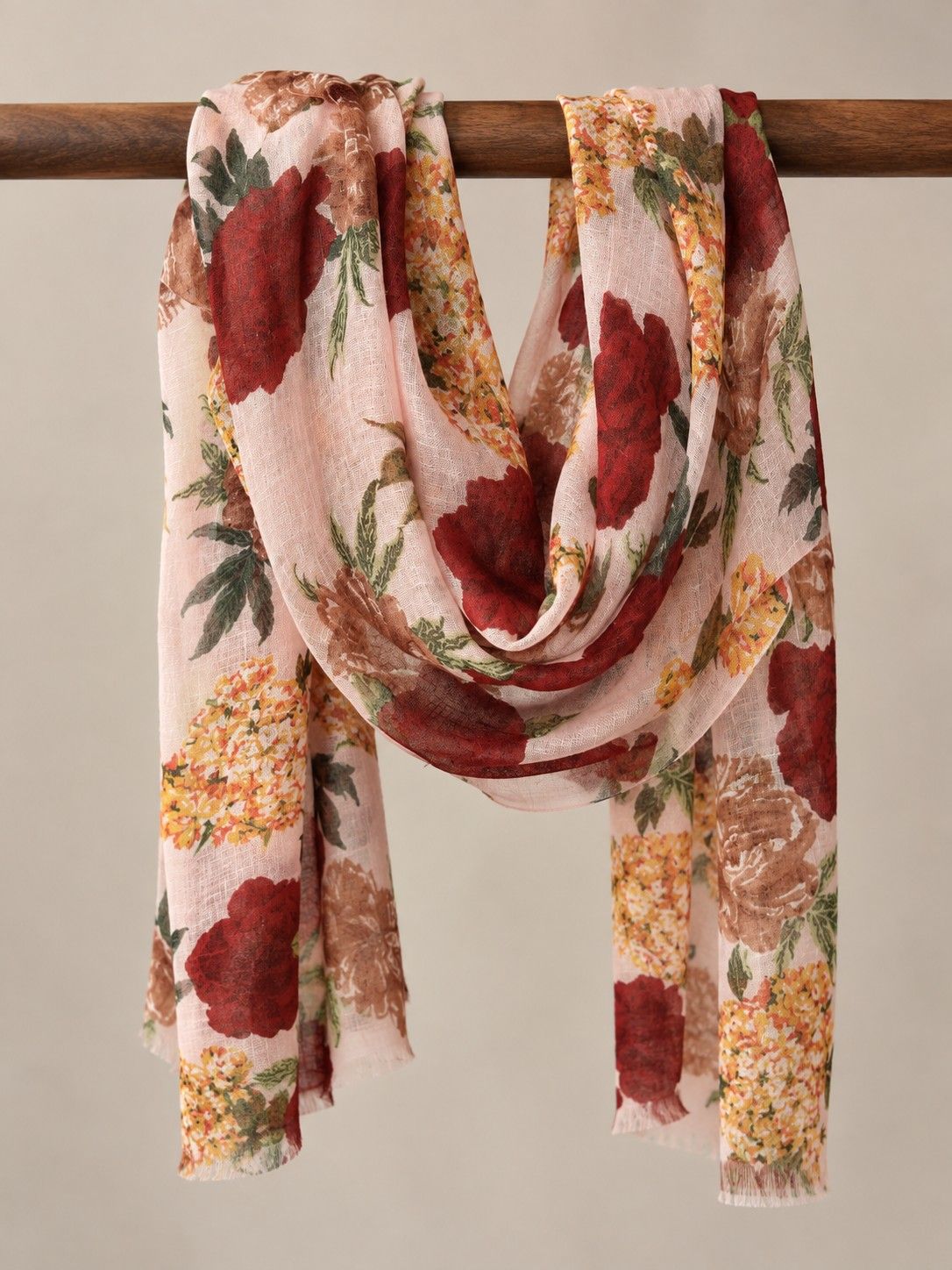 Rose Floral Hand Printed Linen Wrap