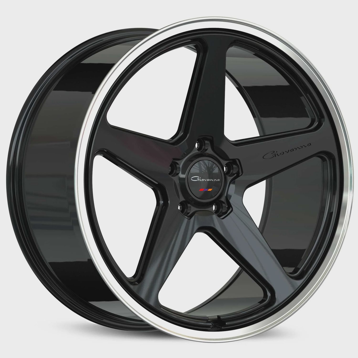Giovanna Cinque Staggered Wheels, Finish: Gloss Black w/ Polish Lip - Small Cap, Size: 22x9 &amp; 22x10.5