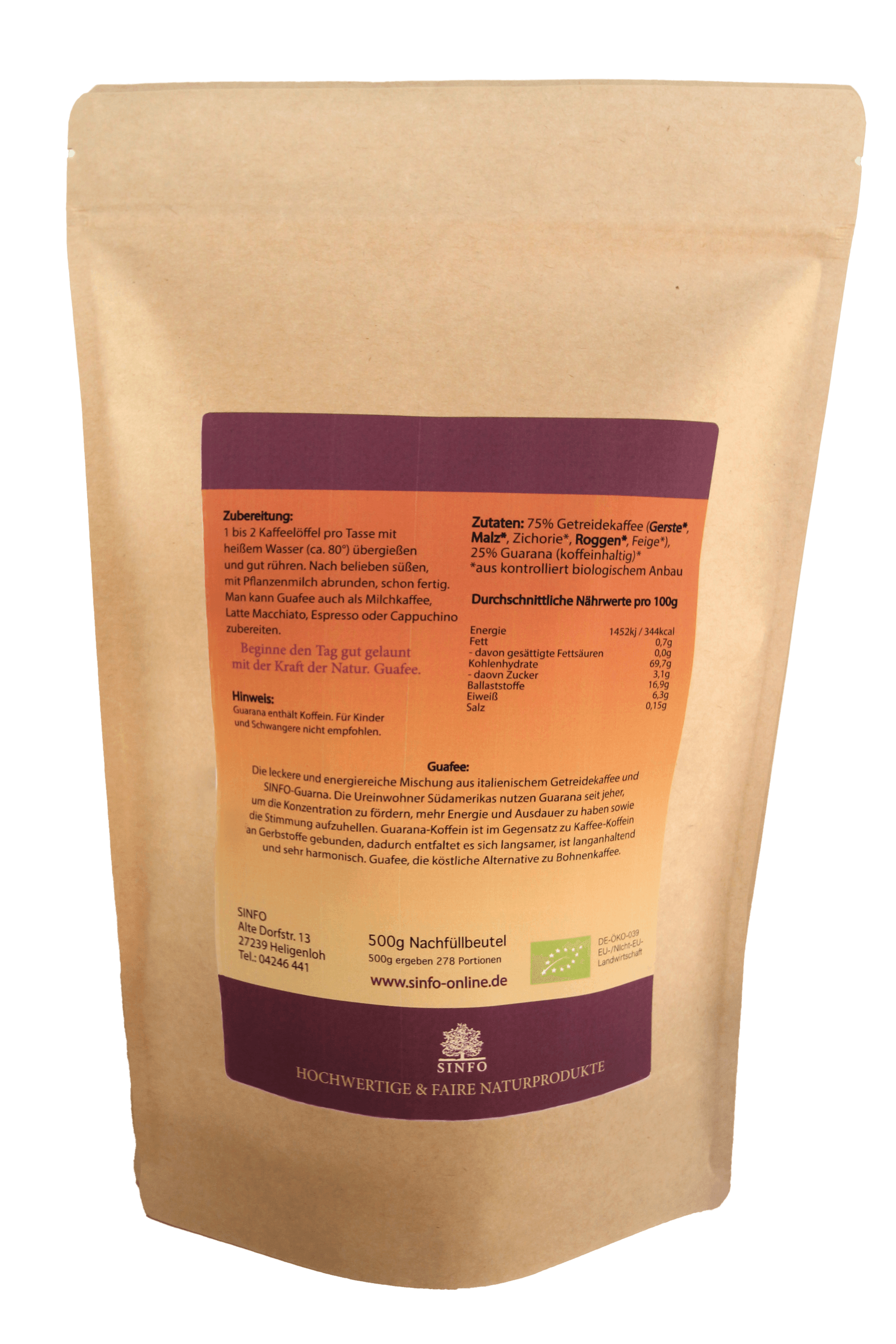 Bio- Guafee-Nachfüllbeutel 500g NEU!