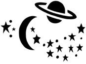 Galaxy Saturn Moon and Stars Stencil #1