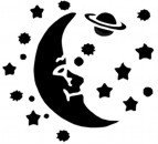 Galaxy Moon and Stars Stencil #2