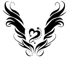 Heart/Viny Wings Lowerback Stencil #21