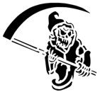 Grim Reaper Swinging Sickle Stencil #2