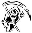 Hooded Grim Reaper Sickle Stencil #3