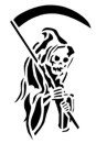 Standing Grim Reaper Holding Sickle Stencil #5