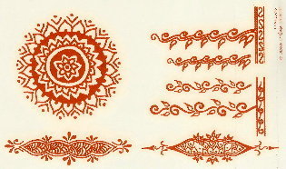 Brown Henna Mandala &amp; Vines Temporary Tattoos