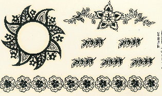 Black/White Flower, Sun &amp; Vine Temporary Tattoos