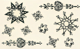 Black/White Stars &amp; Traditional Floral Temporary Tattoos