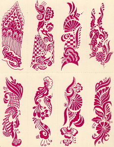 Violet Paisley Traditional Henna Temporary Tattoos