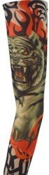 1 Tiger w/ Flames and Tribal Pattern Tattoo Sleeve