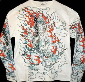 &quot;Fire Demon Japanese Tattoo&quot; - Long Sleeve Shirt - Large