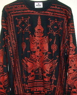 &quot;Tawesuan Thai Tattoo&quot; - Red on Black - Long Sleeve Shirt