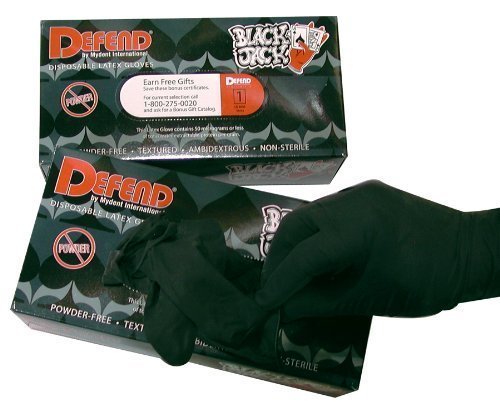 1 Box (100 gloves), Black  Piercing/Tattoo Latex Gloves (Non-Powdered)