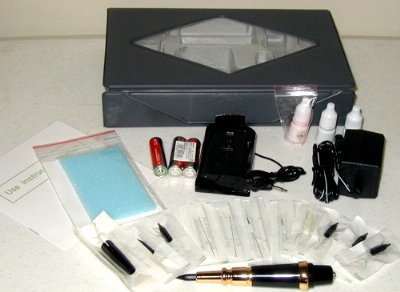 Permanent Makeup Tattoo Kit w/ Battery Pack and 10 to 22 Inks