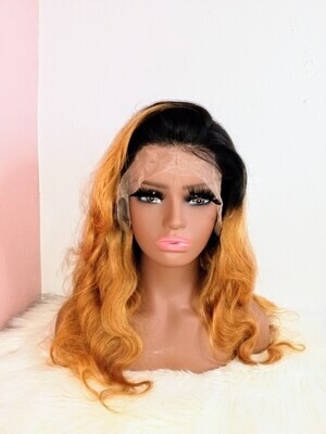 Full frontal ombre body wave wig