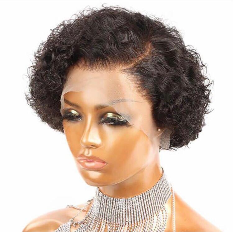 Pixie curly frontal wig