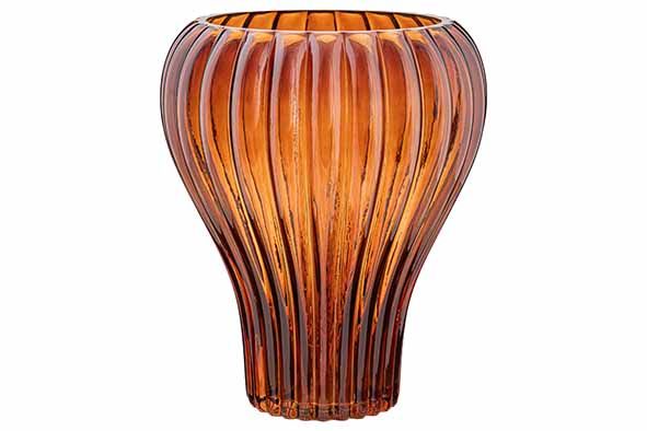 VAAS LIORA TRANSPARENT AMBER 25,5X25,5XH 30CM GLAS Artikel code 581429/2426