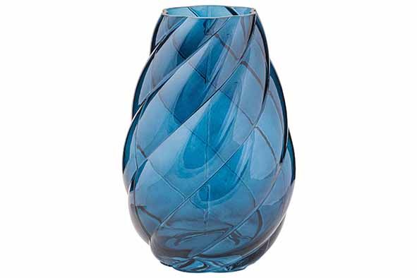 VAAS LIORA TRANSPARENT BLAUW 18X18XH26,5 CM GLAS Artikel code 581421/1148
