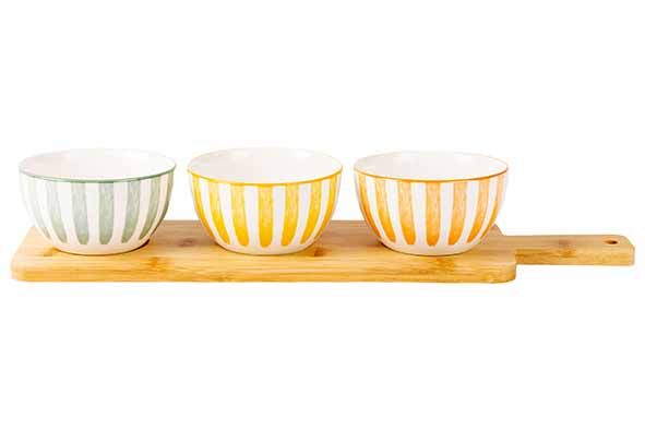 COPA APEROSET 4PCS - SERVEERPLANK + 3X BOWL D11,5CM Artikel code 4997001/1184