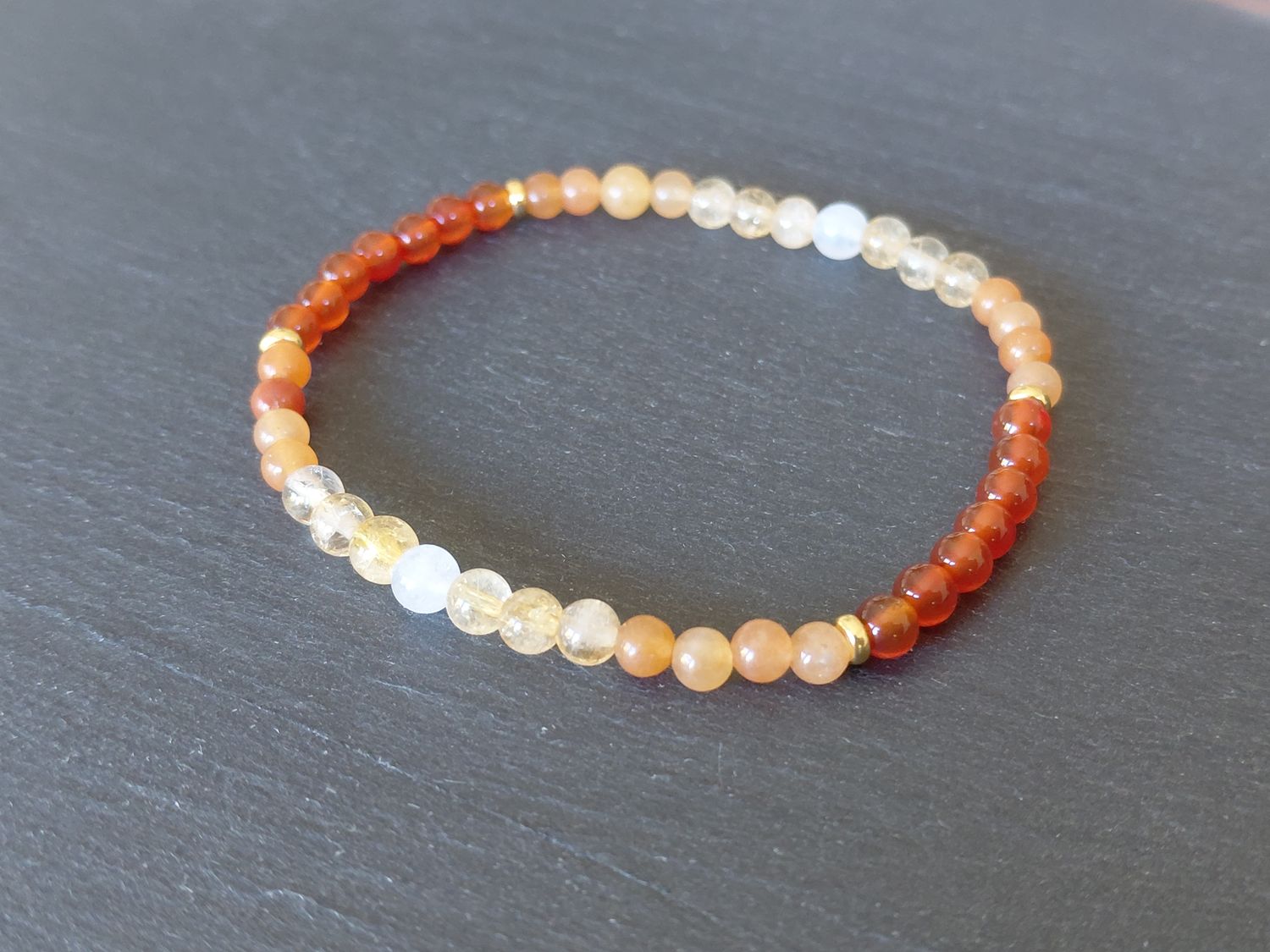 Bracelet citrine, aventurine orange, cornaline et pierre de lune – Dune