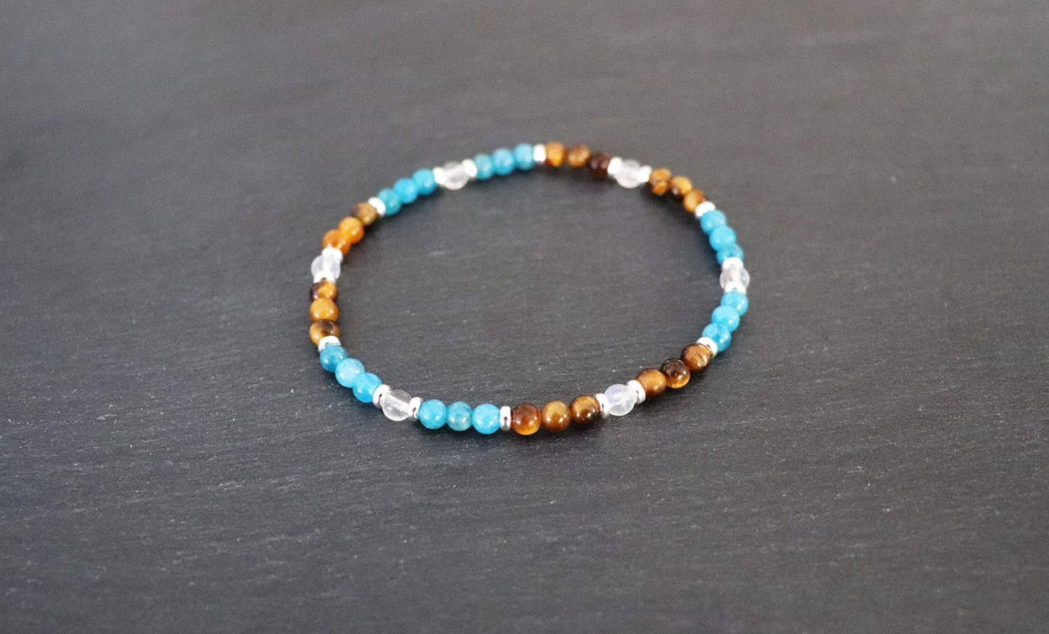 Bracelet apatite, œil de tigre et pierre de lune – Atoll