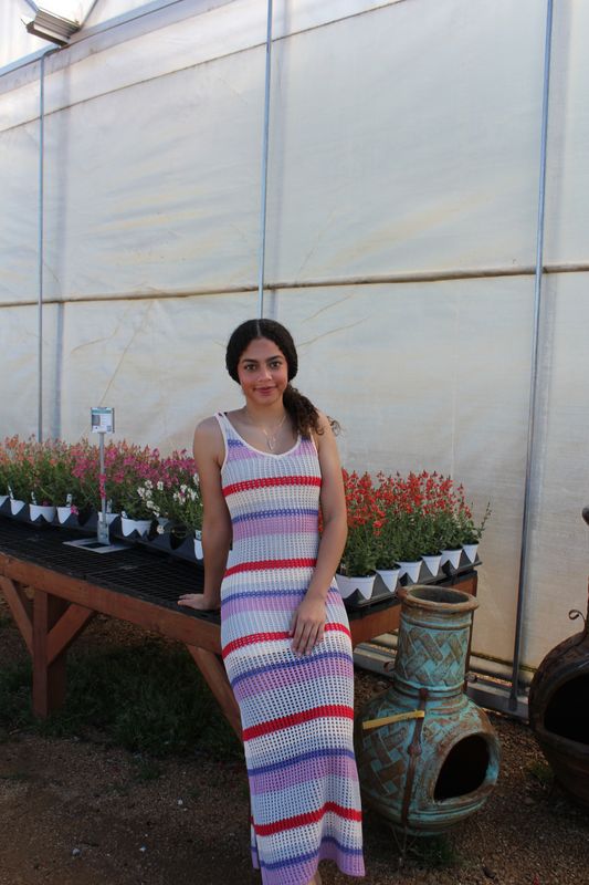 STRIPED CROCHET TANK MIDI DRESS