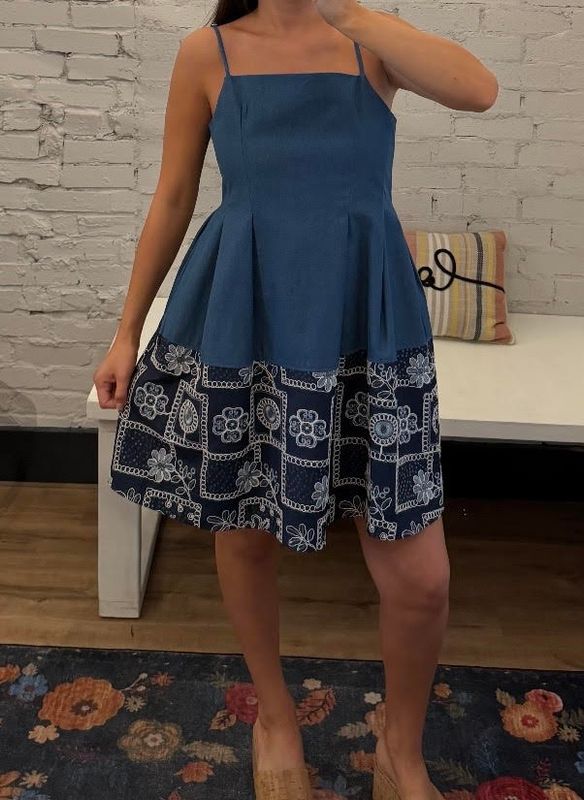 EMBROIDERED SPAGHETTI STRAP DRESS