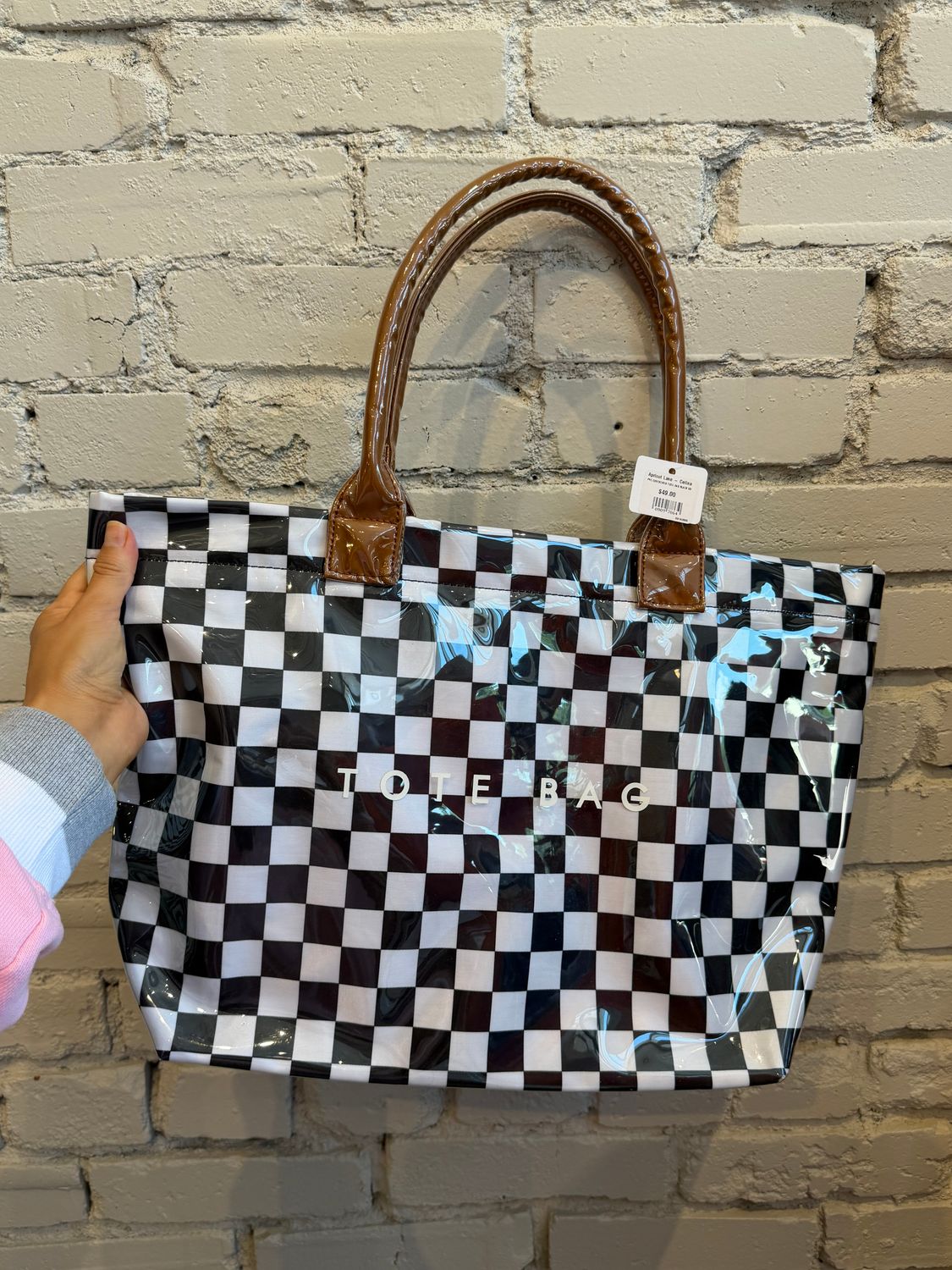 PVC CHECKERED TOTE BAG
