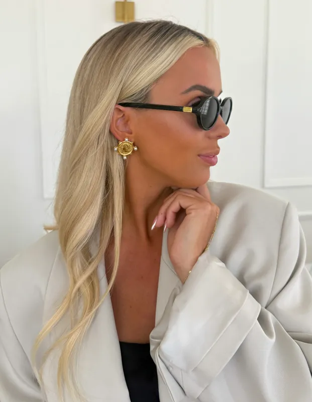 CHANSUTT COIN/PEARL EARRINGS
