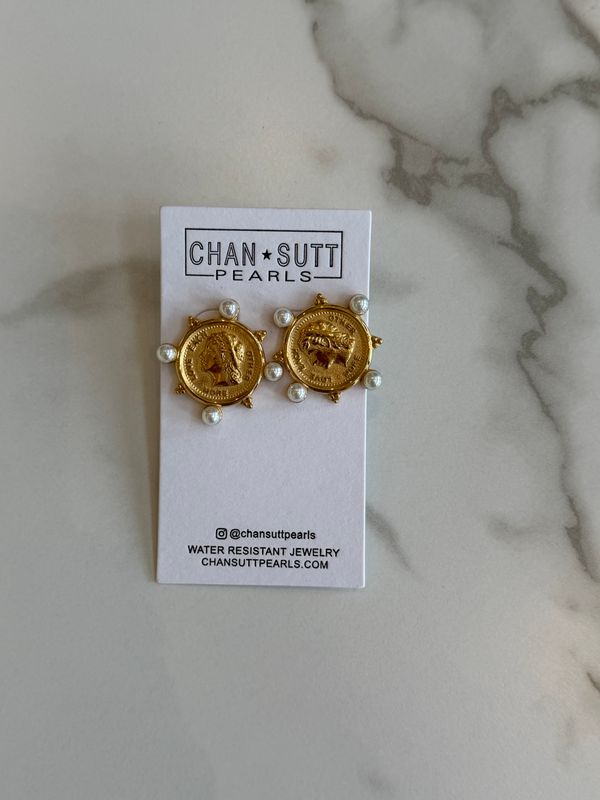 CHANSUTT COIN/PEARL EARRINGS