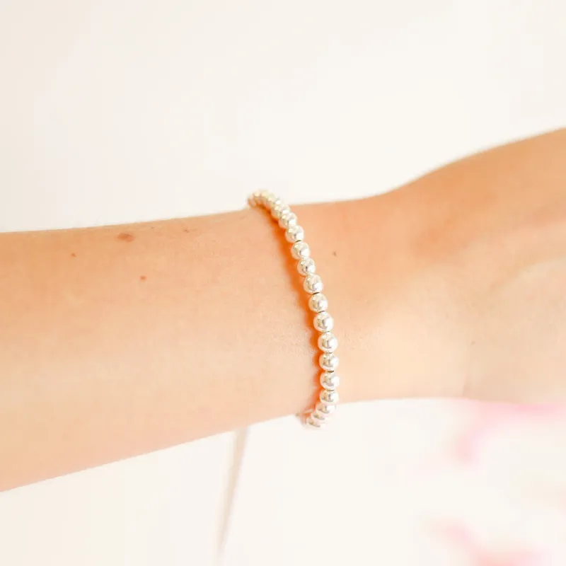 5 MM SILVER BEADED BRACELET