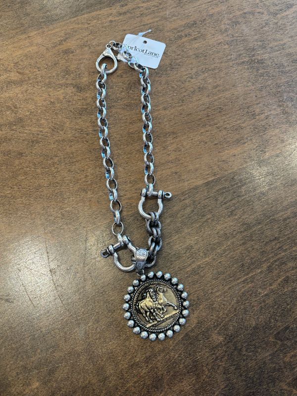 TWO TONE LARGE HORSE NECKLACE