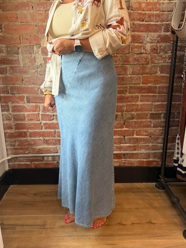 WASHED TENCEL MIDI SKIRT