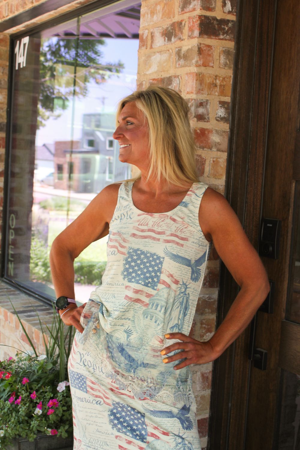 AMERICANA TANK W/LACE TRIM