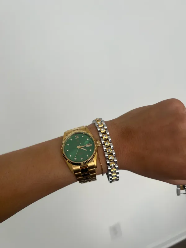 CHANSUTT DIAMOND TWO TONE WATCHBAND BRACELET 7 INCH