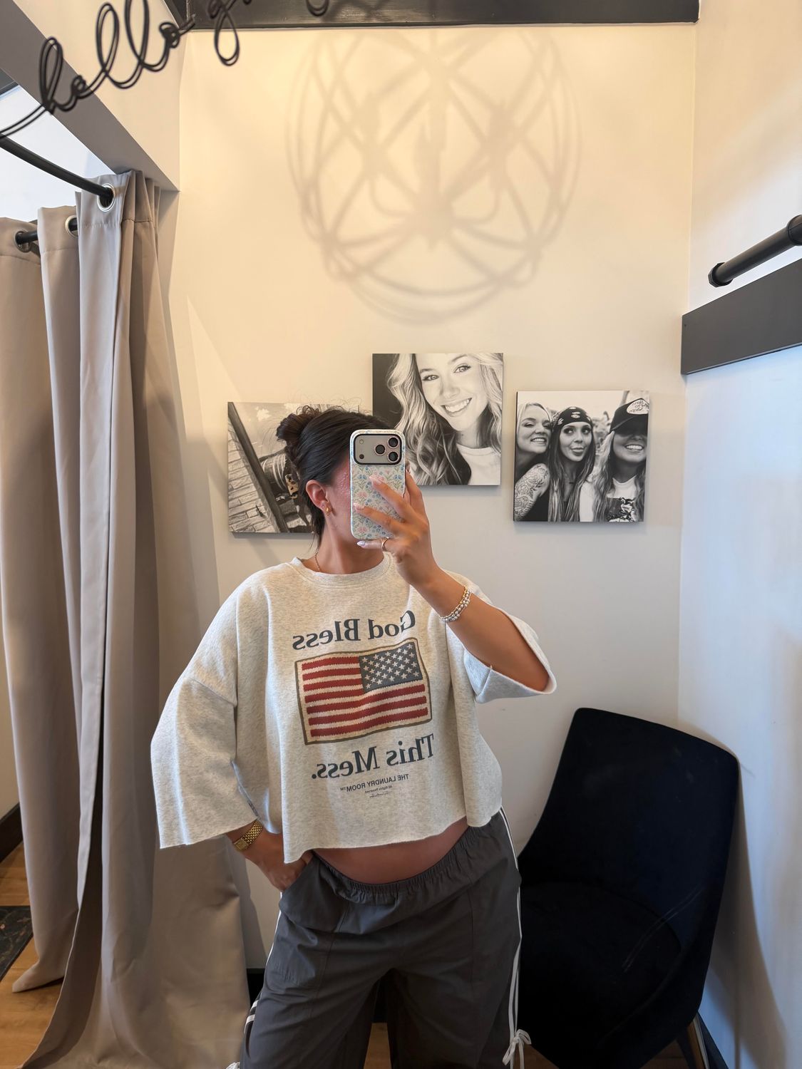 GOD BLESS THIS MESS CROP S/S SWEATSHIRT